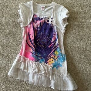 Xhilaration girls white graphic fashion top shirt size medium